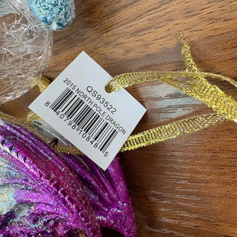 Mystical Dragons Holiday Ornaments on Crystal Ball and Resin Dragons‎ Lot of 7